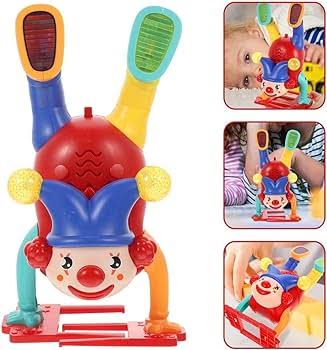 Interactive Upside-Down Dancing Clown Toy with Lights & Rings