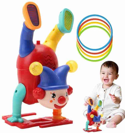 Interactive Upside-Down Dancing Clown Toy with Lights & Rings